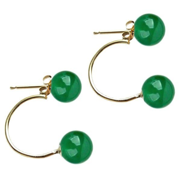 Cercei Double de Aur de 14k cu Jad Natural Malaesian
